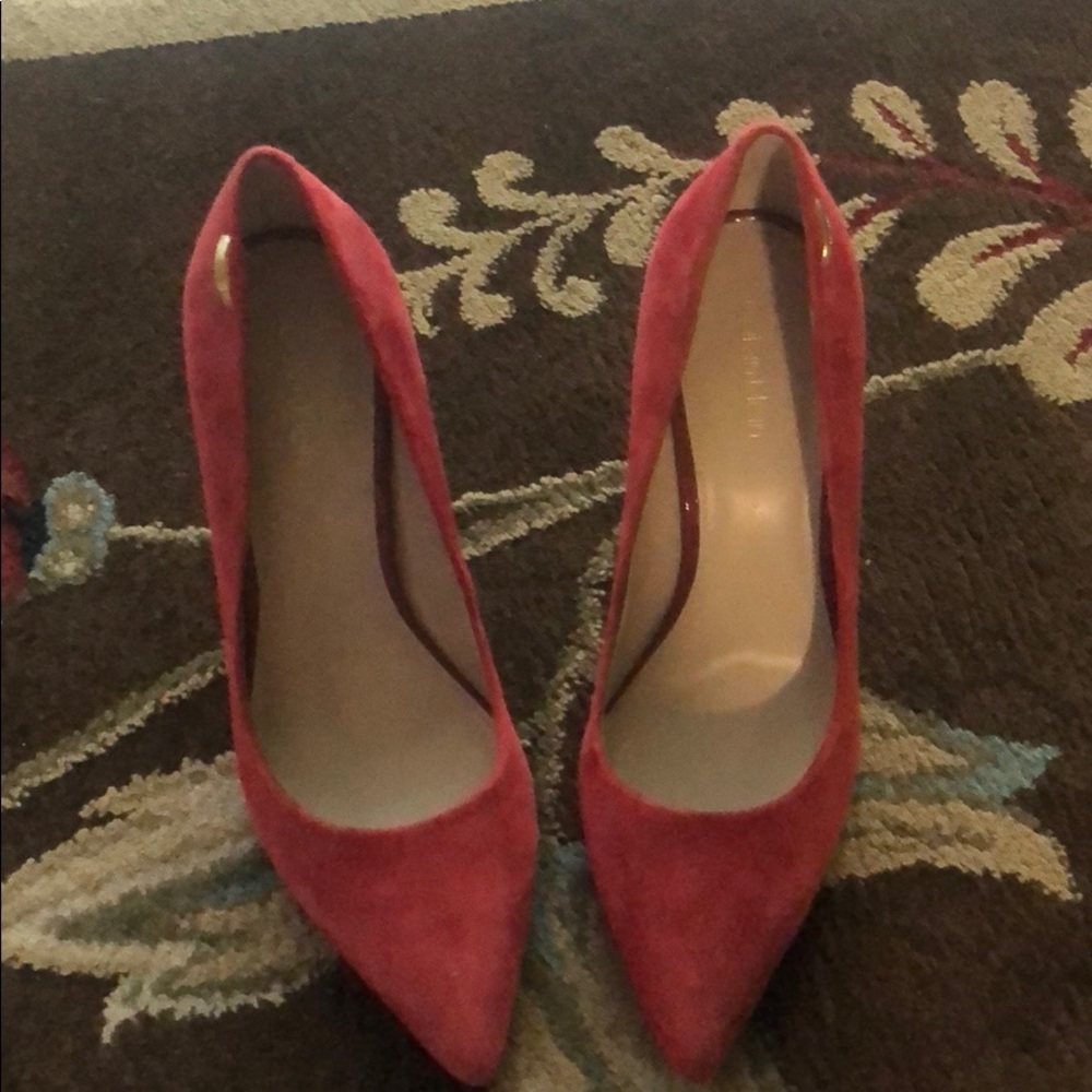 Red velvet Calvin Klein shoes